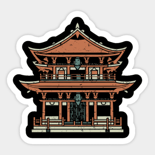 Japanese Temple Woodblock Print Sticker